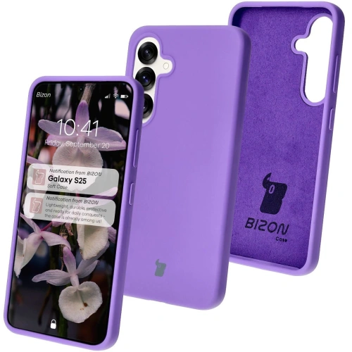 Silikonowe etui Bizon Soft Case do Samsung Galaxy S25 fioletowe
