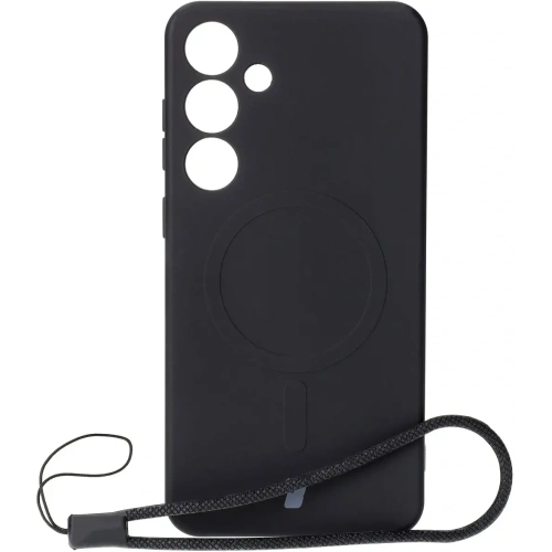 Silikonowe etui z pierścieniem magnetycznym Bizon Case Silicone Magnetic do Samsung Galaxy S25+ Plus / S24+ Plus czarne