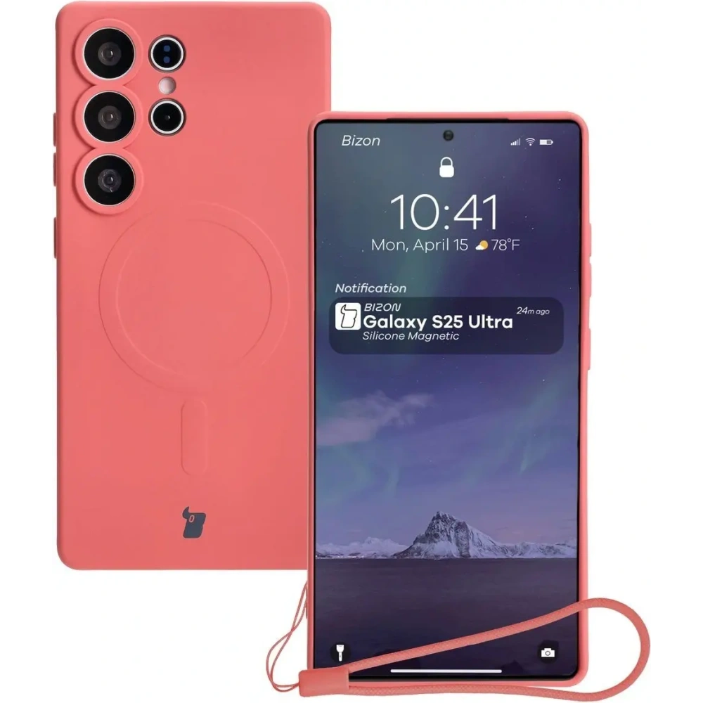 Hurtownia GSM - Silikonové pouzdro s magnetickým kroužkem Bizon Case Silicone Magnetic pro Samsung Galaxy S25 Ultra špinavě růžové - BIZ8242 - {ean13} - Hurt