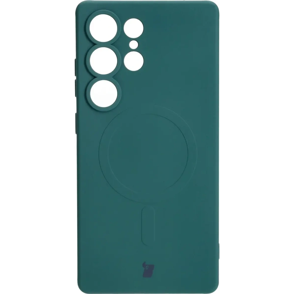 Hurtownia GSM - Silikonowe etui z pierścieniem magnetycznym Bizon Case Silicone Magnetic do Samsung Galaxy S25 Ultra ciemnozielone - BIZ8243 - {ean13} - Hurt