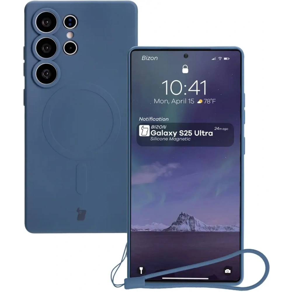 Hurtownia GSM - Silikonový kryt s magnetickým kroužkem Bizon Case Silicone Magnetic pro Samsung Galaxy S25 Ultra v námořnické modré barvě - BIZ8244 - {ean13} - Hurt