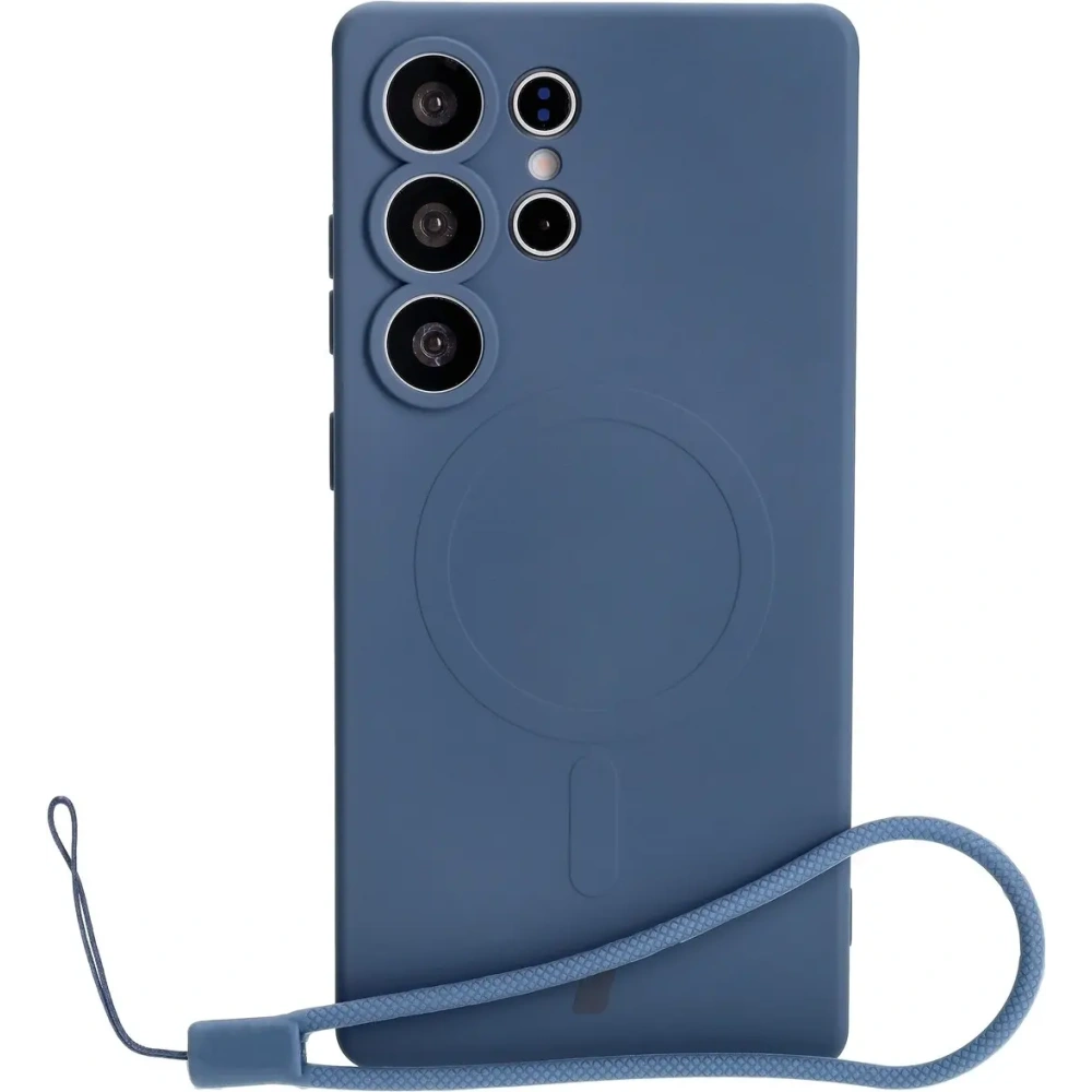 Hurtownia GSM - Silikonový kryt s magnetickým kroužkem Bizon Case Silicone Magnetic pro Samsung Galaxy S25 Ultra v námořnické modré barvě - BIZ8244 - {ean13} - Hurt