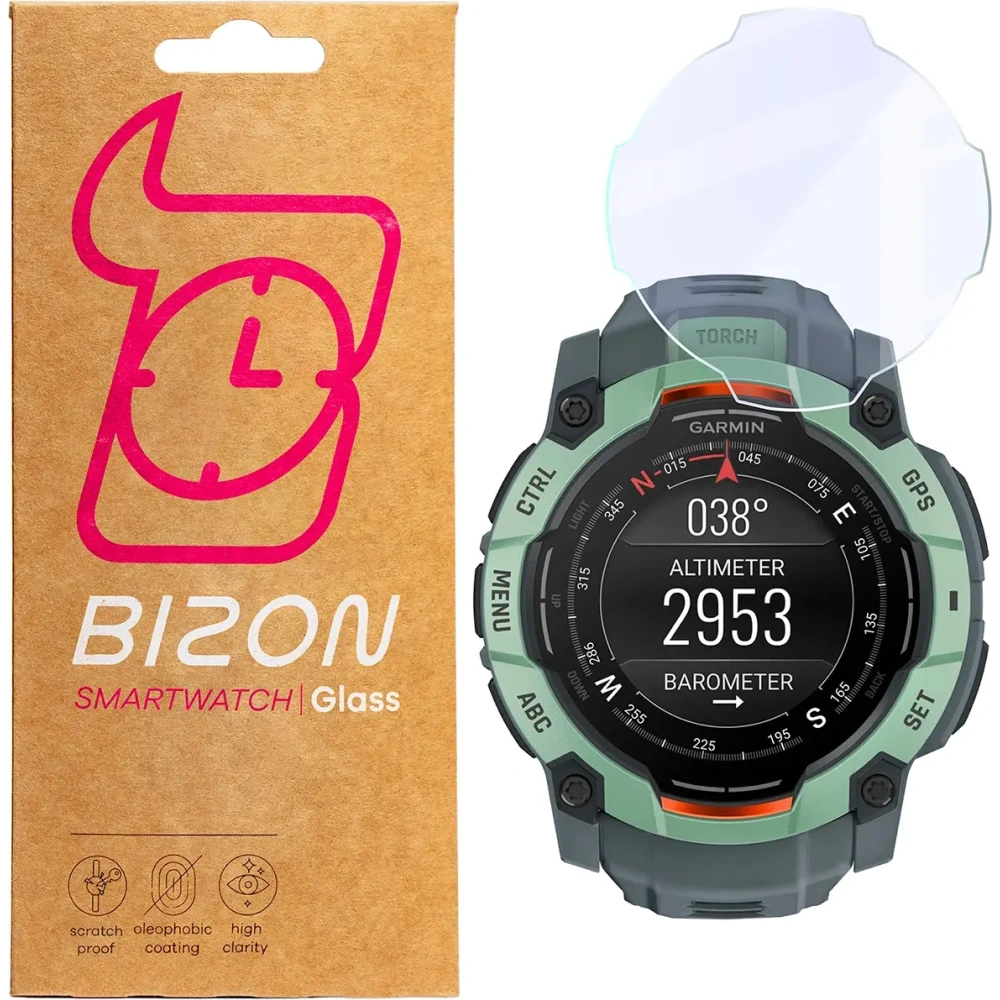 Hurtownia GSM - Elastické hybridní sklo Bizon Glass Watch Mule pro Garmin Instinct 3 50 mm - BIZ8246 - {ean13} - Hurt