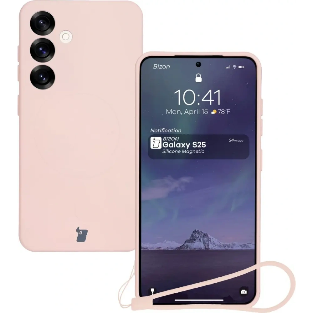 Hurtownia GSM - Silikonowe etui z pierścieniem magnetycznym Bizon Case Silicone Magnetic do Samsung Galaxy S25 / S24 jasnoróżowe - BIZ8250 - {ean13} - Hurt