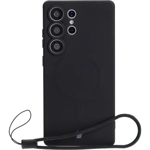 Silikonowe etui z pierścieniem magnetycznym Bizon Case Silicone Magnetic do Samsung Galaxy S25 Ultra czarne