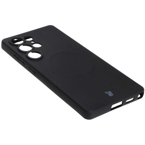 Silikonowe etui z pierścieniem magnetycznym Bizon Case Silicone Magnetic do Samsung Galaxy S25 Ultra czarne