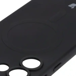 Silikonowe etui z pierścieniem magnetycznym Bizon Case Silicone Magnetic do Samsung Galaxy S25 Ultra czarne