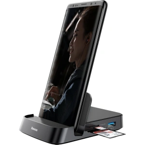 Hurtownia GSM - Stacja dokująca, HUB USB-C Baseus Mate Docking do smartfonów Huawei i Samsung, 15W (czarna) - BSU1433BLK - {ean13} - Hurt