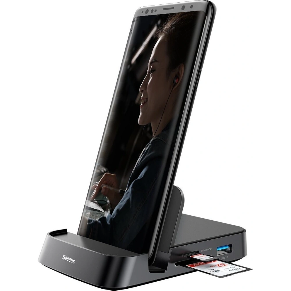 Hurtownia GSM - Stacja dokująca, HUB USB-C Baseus Mate Docking do smartfonów Huawei i Samsung, 15W (czarna) - BSU1433BLK - {ean13} - Hurt