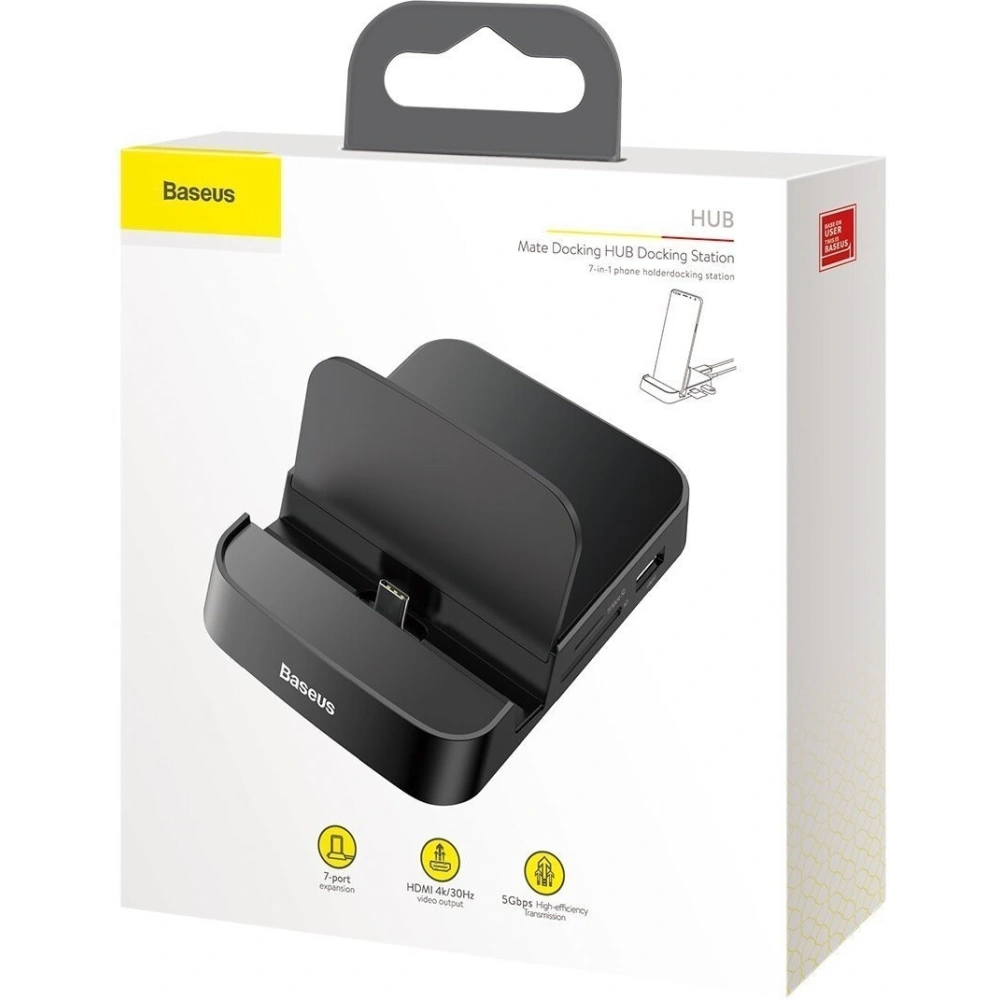 Hurtownia GSM - Stacja dokująca, HUB USB-C Baseus Mate Docking do smartfonów Huawei i Samsung, 15W (czarna) - BSU1433BLK - {ean13} - Hurt
