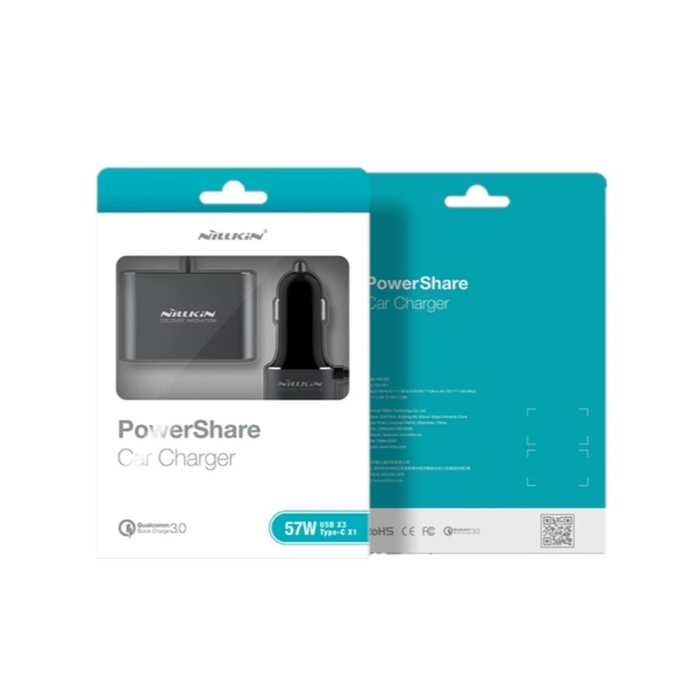 Hurtownia GSM - Ładowarka samochodowa z rozdzielaczem Nillkin Powershare 2xUSB-A + USB-A, USB-C - NLK1666 - {ean13} - Hurt