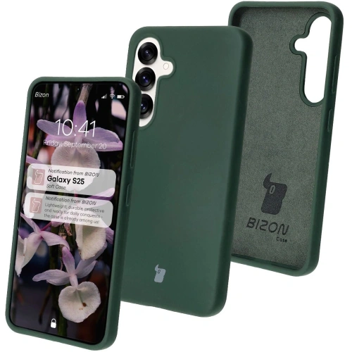 Silikonowe etui Bizon Soft Case do Samsung Galaxy S25 ciemnozielone