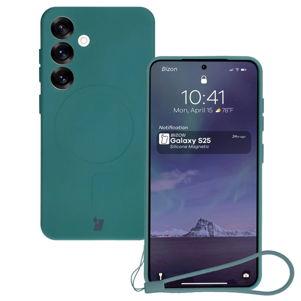 Hurtownia GSM - Silikonové pouzdro s magnetickým kroužkem Bizon Case Silicone Magnetic pro Samsung Galaxy S25 / Galaxy S24 tmavě zelené - BIZ8261 - {ean13} - Hurt