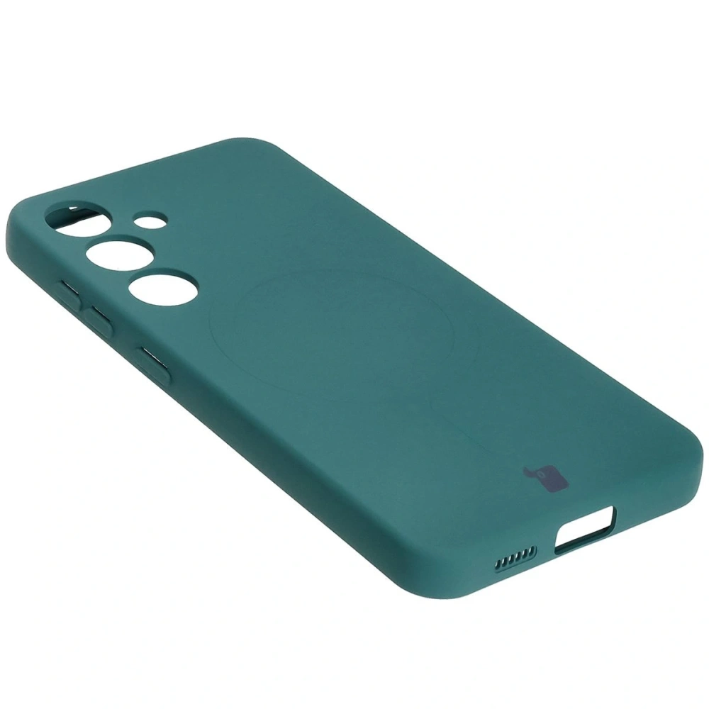 Hurtownia GSM - Silikonové pouzdro s magnetickým kroužkem Bizon Case Silicone Magnetic pro Samsung Galaxy S25 / Galaxy S24 tmavě zelené - BIZ8261 - {ean13} - Hurt