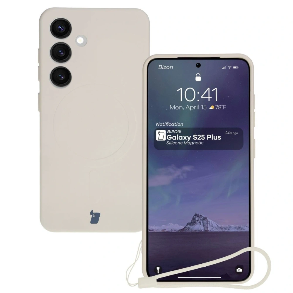 Hurtownia GSM - Silikonové pouzdro s magnetickým kroužkem Bizon Case Silicone Magnetic pro Samsung Galaxy S25+ Plus / S24+ Plus béžové - BIZ8262 - {ean13} - Hurt