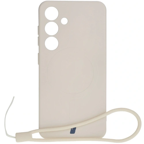 Silikonowe etui z pierścieniem magnetycznym Bizon Case Silicone Magnetic do Samsung Galaxy S25+ Plus / S24+ Plus beżowe