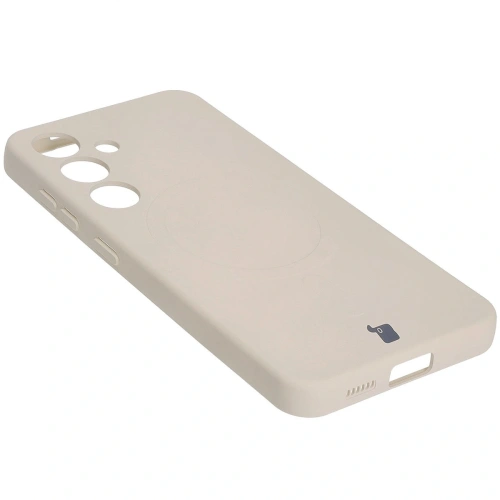 Silikonowe etui z pierścieniem magnetycznym Bizon Case Silicone Magnetic do Samsung Galaxy S25+ Plus / S24+ Plus beżowe