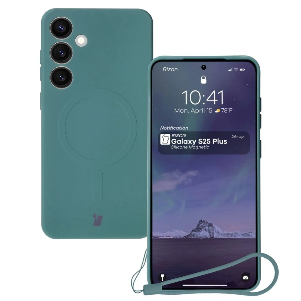 Hurtownia GSM - Bizon Case Silicone Magnetic Samsung Galaxy S25+ Plus / S24+ Plus verde închis - BIZ8264 - {ean13} - Hurt