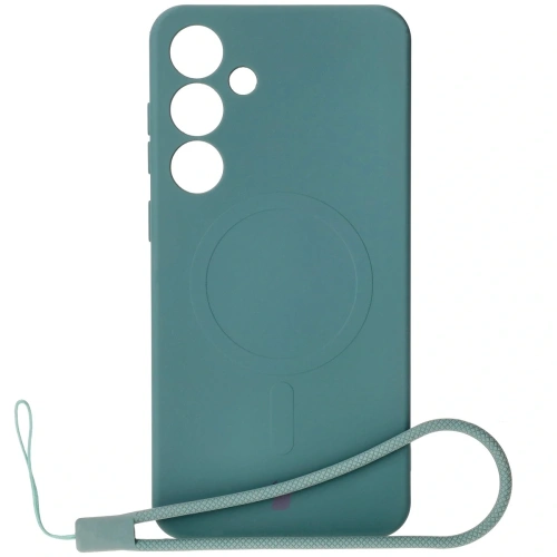 Silikonowe etui z pierścieniem magnetycznym Bizon Case Silicone Magnetic do Samsung Galaxy S25+ Plus / S24+ Plus ciemnozielone