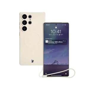 Hurtownia GSM - Silikonový obal s magnetickým kroužkem Bizon Case Silicone Magnetic pro Samsung Galaxy S25 Ultra béžový - BIZ8266 - {ean13} - Hurt