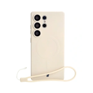 Hurtownia GSM - Silikonový obal s magnetickým kroužkem Bizon Case Silicone Magnetic pro Samsung Galaxy S25 Ultra béžový - BIZ8266 - {ean13} - Hurt
