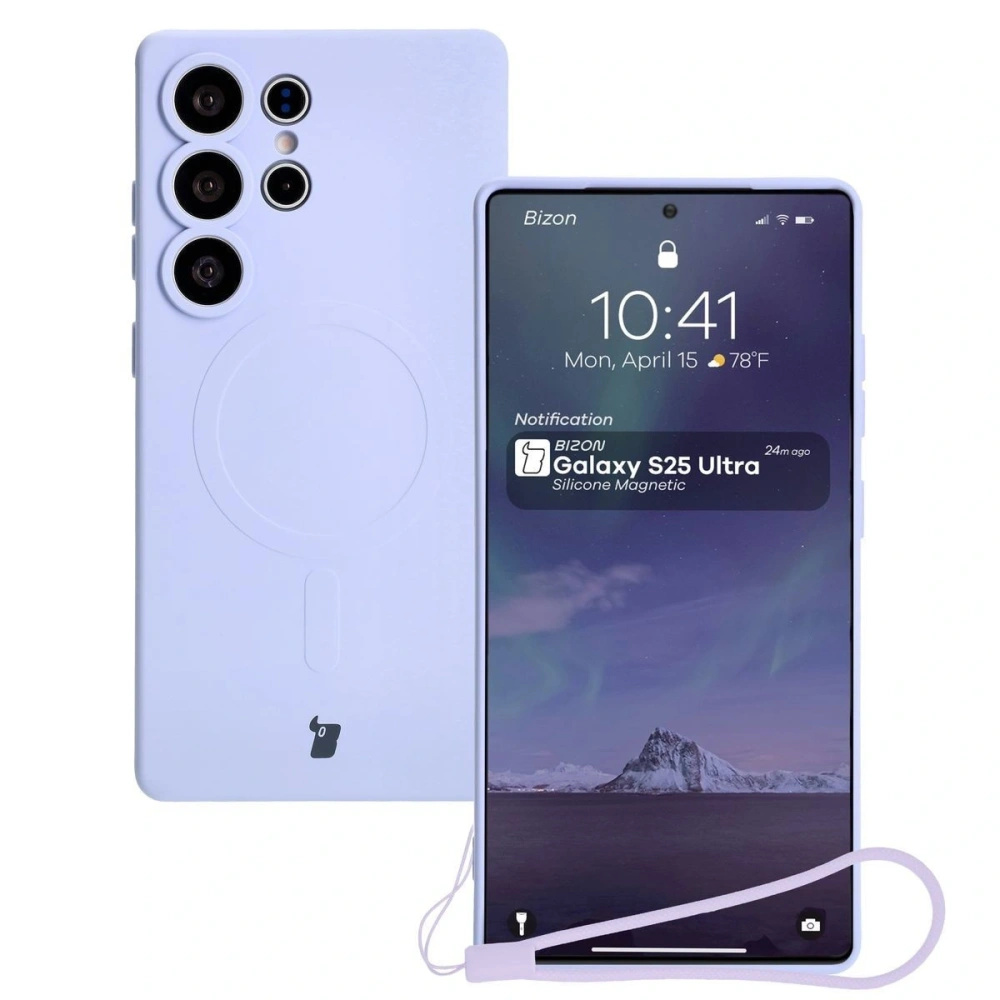 Hurtownia GSM - Silikonowe etui z pierścieniem magnetycznym Bizon Case Silicone Magnetic do Samsung Galaxy S25 Ultra jasnofioletowe - BIZ8267 - {ean13} - Hurt