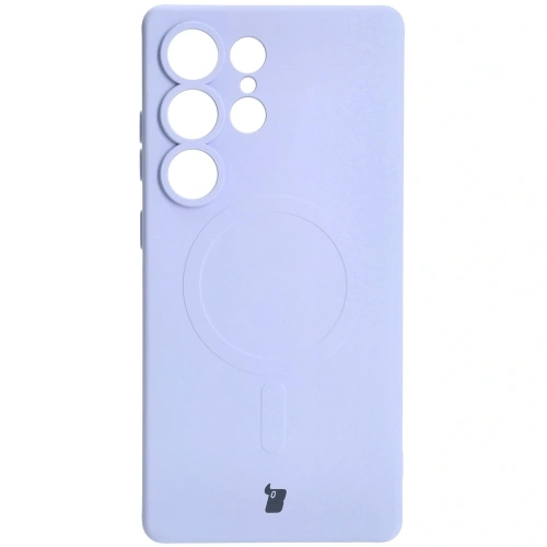 Silikonowe etui z pierścieniem magnetycznym Bizon Case Silicone Magnetic do Samsung Galaxy S25 Ultra jasnofioletowe