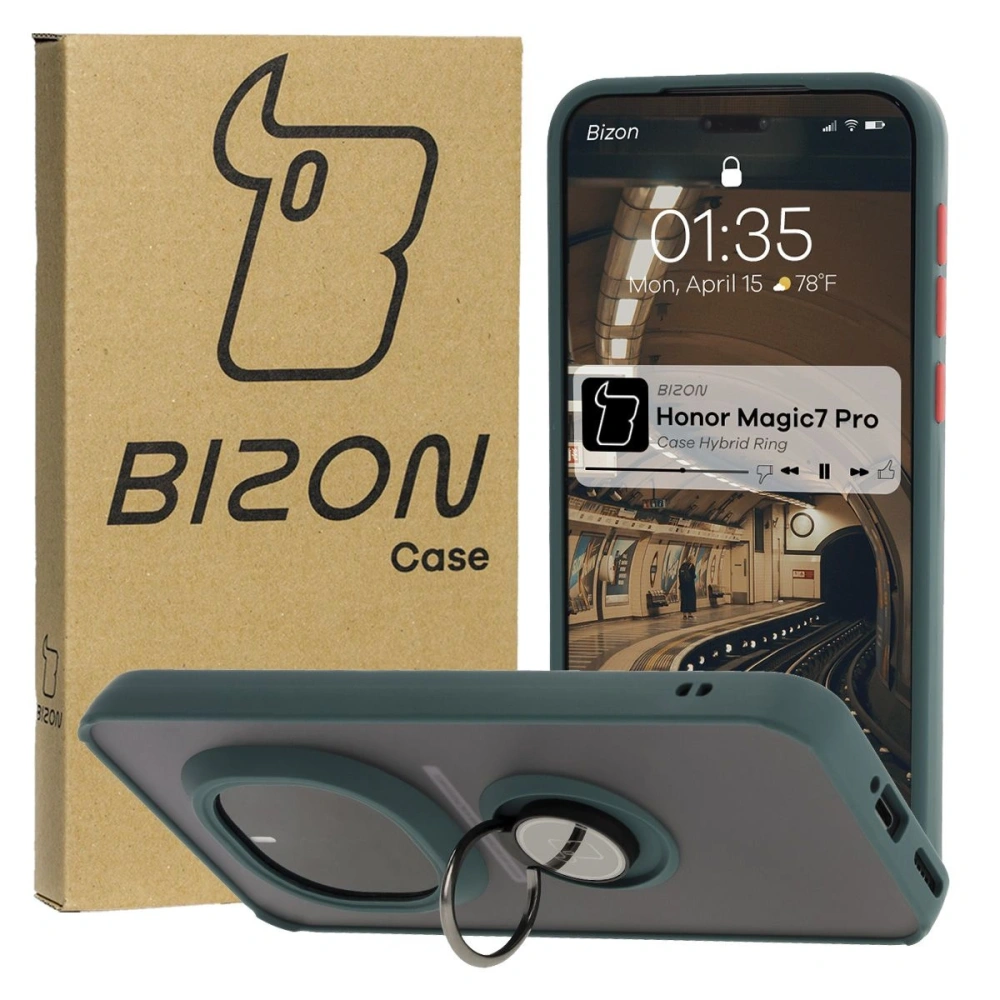 Hurtownia GSM - Bizon Case Hybrid Ring Honor Magic7 Pro sötétzöld kerettel színezve. - BIZ8269 - {ean13} - Hurt