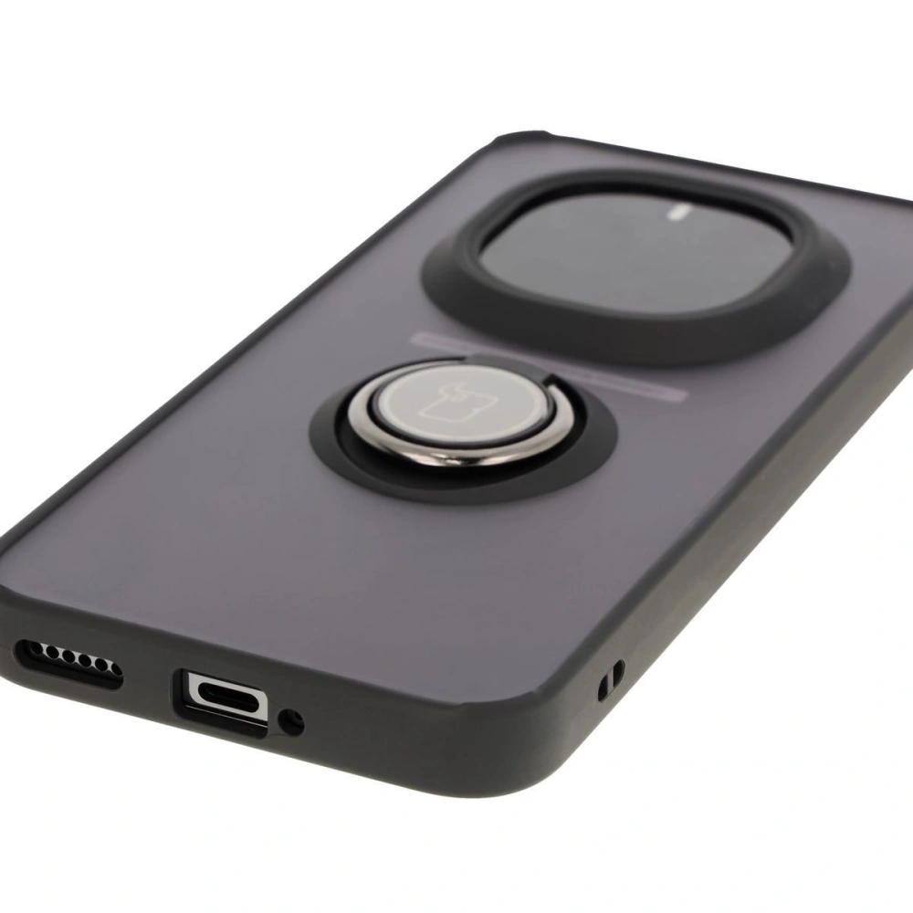 Hurtownia GSM - Etui z uchwytem na palec Bizon Case Hybrid Ring do Honor Magic7 Pro przydymione z czarną ramką - BIZ8270 - {ean13} - Hurt