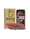 Etui z uchwytem na palec Bizon Case Hybrid Ring do Honor Magic7 Pro przydymione z czerwoną ramką
