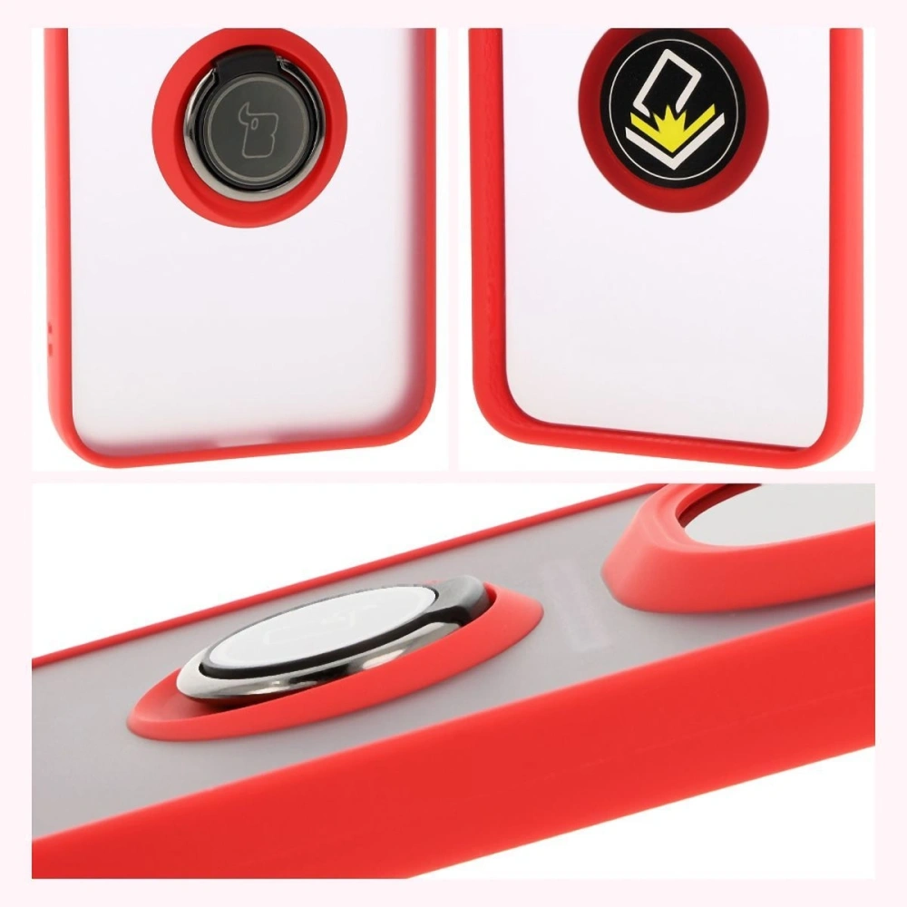 Hurtownia GSM - Etui z uchwytem na palec Bizon Case Hybrid Ring do Honor Magic7 Pro przydymione z czerwoną ramką - BIZ8271 - {ean13} - Hurt