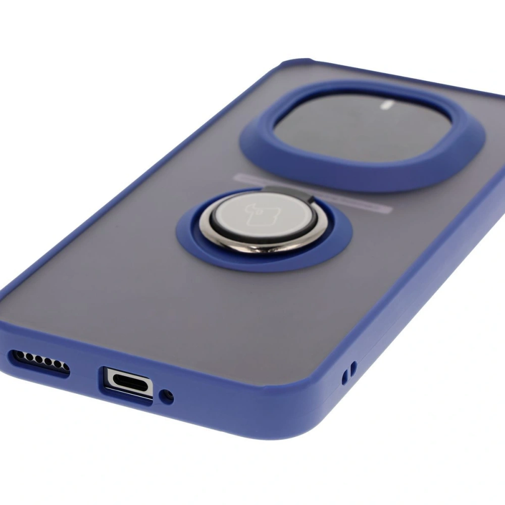 Hurtownia GSM - Etui z uchwytem na palec Bizon Case Hybrid Ring do Honor Magic7 Pro przydymione z granatową ramką - BIZ8272 - {ean13} - Hurt