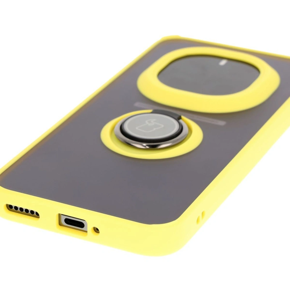 Hurtownia GSM - Etui z uchwytem na palec Bizon Case Hybrid Ring do Honor Magic7 Pro przydymione z żółtą ramką - BIZ8274 - {ean13} - Hurt