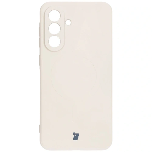 Silikonowe etui z pierścieniem magnetycznym Bizon Case Silicone Magnetic Sq do Samsung Galaxy A36 5G beżowe