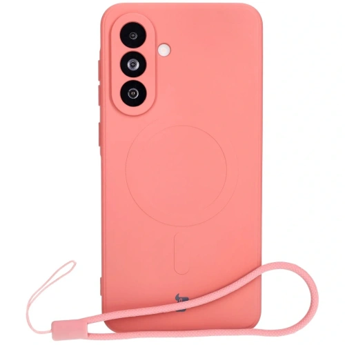 Silikonowe etui z pierścieniem magnetycznym Bizon Case Silicone Magnetic Sq do Samsung Galaxy A36 5G brudnoróżowe