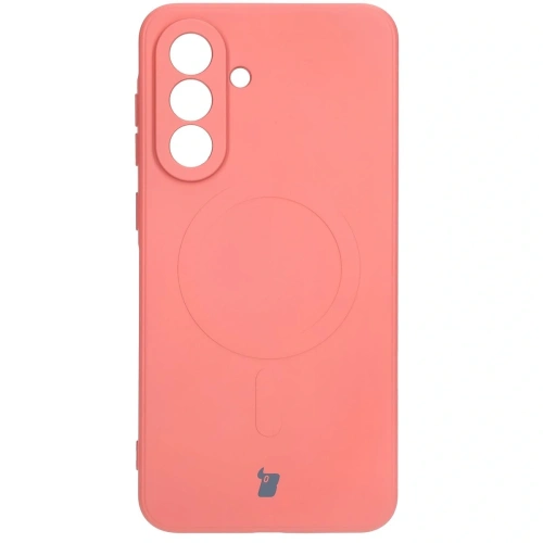 Silikonowe etui z pierścieniem magnetycznym Bizon Case Silicone Magnetic Sq do Samsung Galaxy A36 5G brudnoróżowe