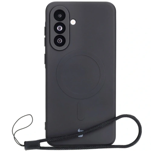Silikonowe etui z pierścieniem magnetycznym Bizon Case Silicone Magnetic Sq do Samsung Galaxy A36 5G czarne