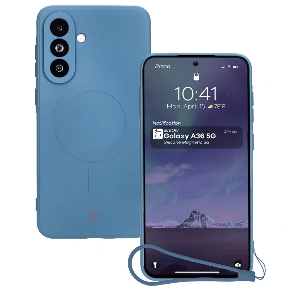 Hurtownia GSM - Silikonowe etui z pierścieniem magnetycznym Bizon Case Silicone Magnetic Sq do Samsung Galaxy A36 5G granatowe - BIZ8278 - {ean13} - Hurt
