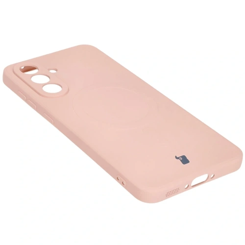 Silikonowe etui z pierścieniem magnetycznym Bizon Case Silicone Magnetic Sq do Samsung Galaxy A36 5G jasnoróżowe