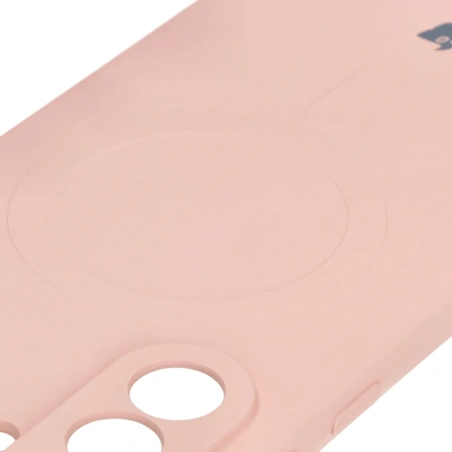 Silikonowe etui z pierścieniem magnetycznym Bizon Case Silicone Magnetic Sq do Samsung Galaxy A36 5G jasnoróżowe