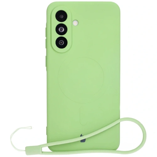 Silikonowe etui z pierścieniem magnetycznym Bizon Case Silicone Magnetic Sq do Samsung Galaxy A36 5G jasnozielone