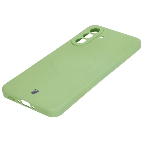 Silikonowe etui z pierścieniem magnetycznym Bizon Case Silicone Magnetic Sq do Samsung Galaxy A36 5G jasnozielone