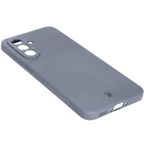 Silikonowe etui z pierścieniem magnetycznym Bizon Case Silicone Magnetic Sq do Samsung Galaxy A36 5G szare