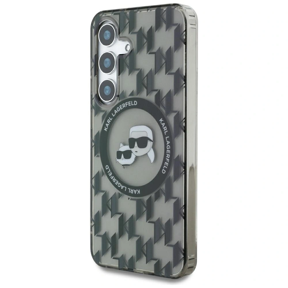 Hurtownia GSM - Etui Karl Lagerfeld Button Karl&Choupette Heads On KL Pattern MagSafe do Samsung Galaxy S25 czarny - KLD21876 - {ean13} - Hurt