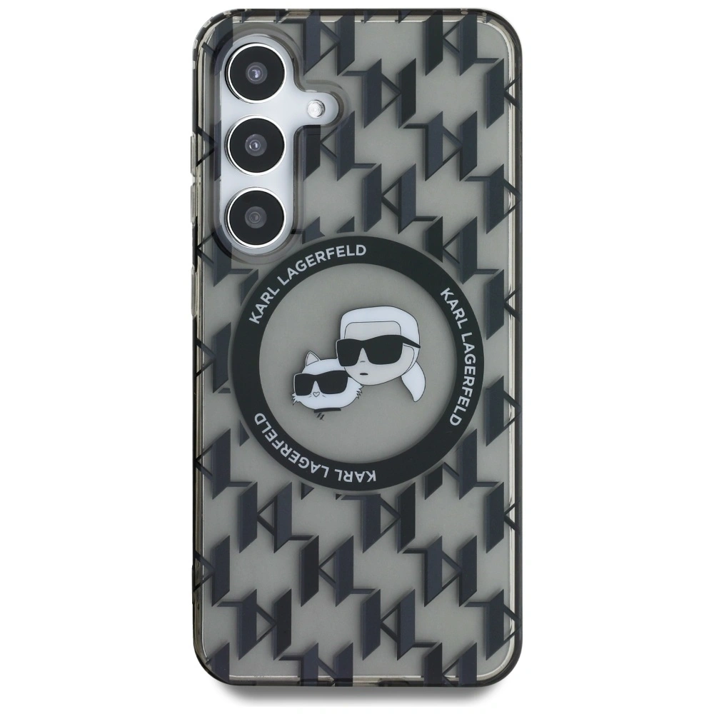 Hurtownia GSM - Etui Karl Lagerfeld Button Karl&Choupette Heads On KL Pattern MagSafe do Samsung Galaxy S25 czarny - KLD21876 - {ean13} - Hurt