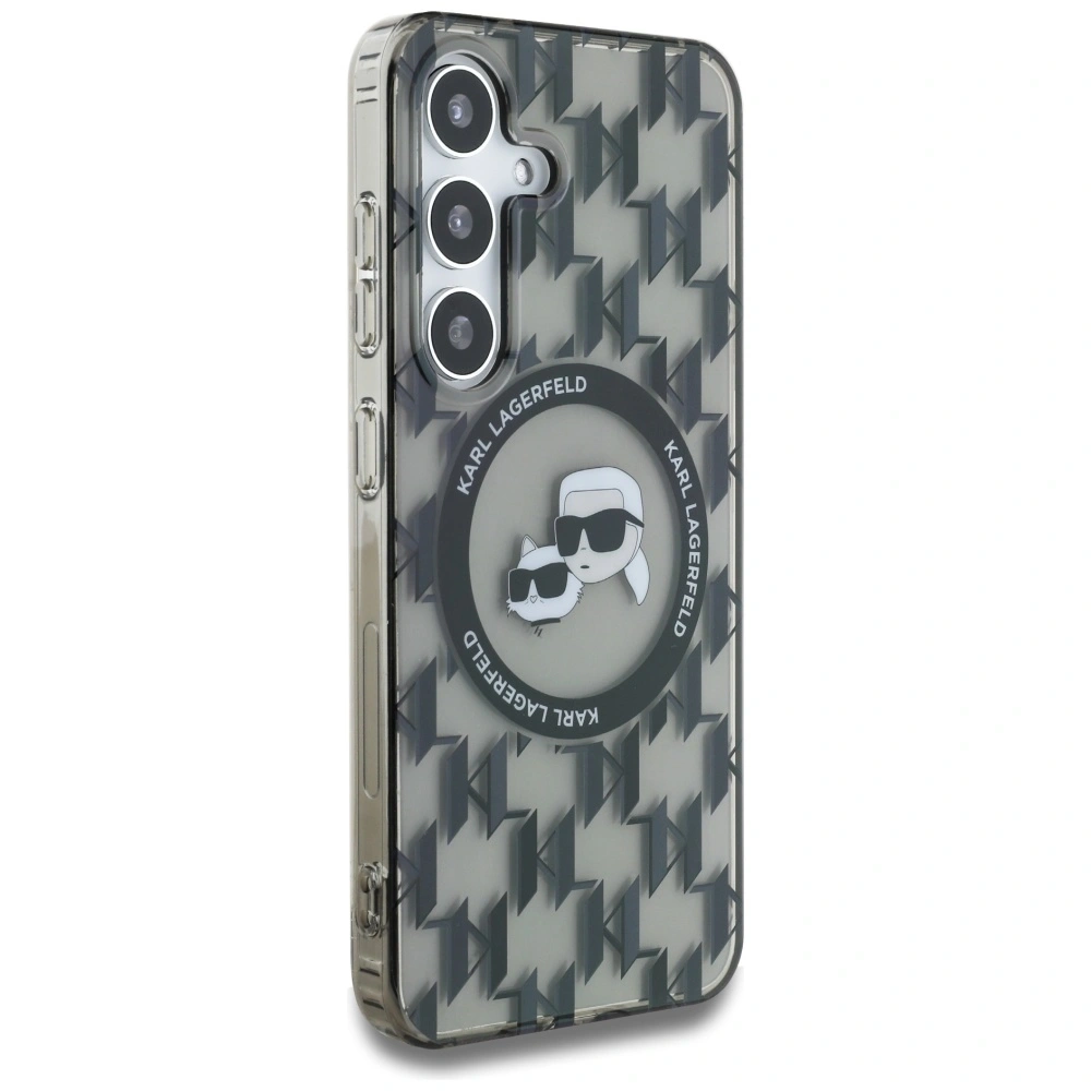 Hurtownia GSM - Etui Karl Lagerfeld Button Karl&Choupette Heads On KL Pattern MagSafe do Samsung Galaxy S25 czarny - KLD21876 - {ean13} - Hurt
