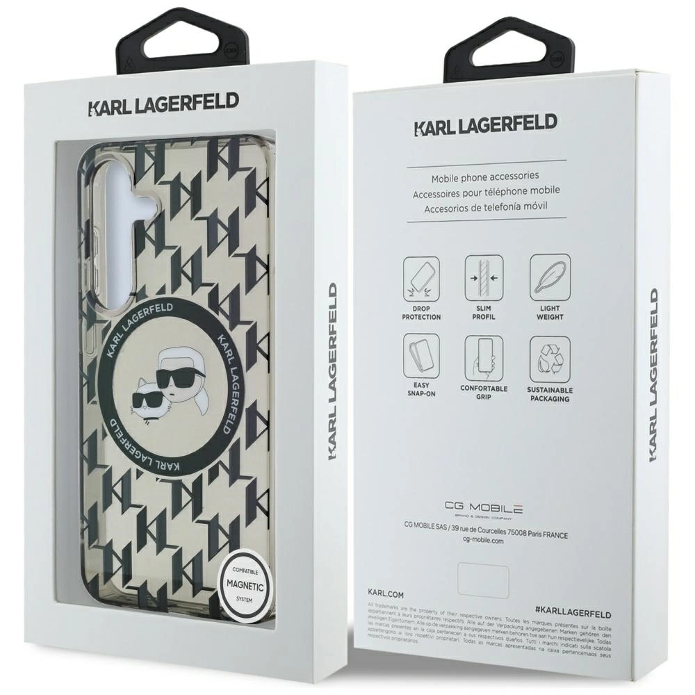 Hurtownia GSM - Etui Karl Lagerfeld Button Karl&Choupette Heads On KL Pattern MagSafe do Samsung Galaxy S25 czarny - KLD21876 - {ean13} - Hurt