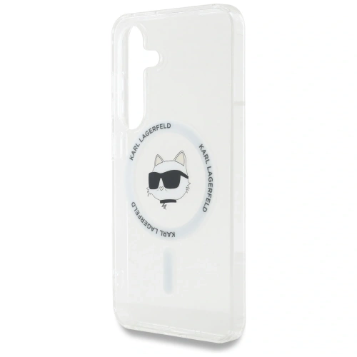 Etui Karl Lagerfeld Button Choupette Head Printed Logo MagSafe do Samsung Galaxy S25 biały