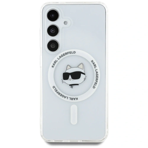 Etui Karl Lagerfeld Button Choupette Head Printed Logo MagSafe do Samsung Galaxy S25+ Plus biały