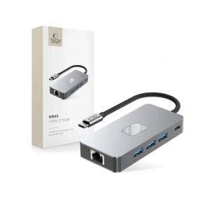 Hurtownia GSM - Tech-Protect HB05 HUB Adapter 9in1 USB-C + USB-A 2.0 + USB-A 3.0 + HDMI 4K60Hz + SD/TF + PD 100W + Ethernet RJ45 1000Mbps Space Grey - THP3863 - {ean13} - Hurt